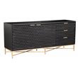 Pemberly Row Mahogany Wood 3 Drawer TV Media Console in Classic Black