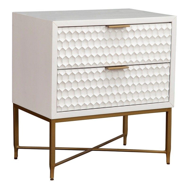 Pemberly Row Wood 2 Drawer Bedside Nightstand in Classic White