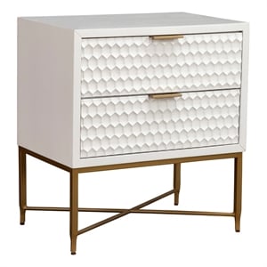 Pemberly Row Wood 2 Drawer Bedside Nightstand in Classic White