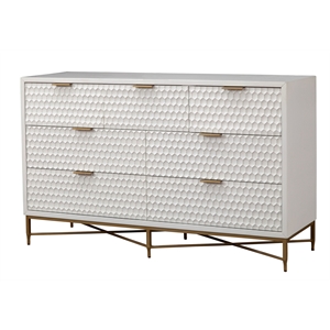 Pemberly Row Mahogany Wood 7 Drawer Dresser in Classic White