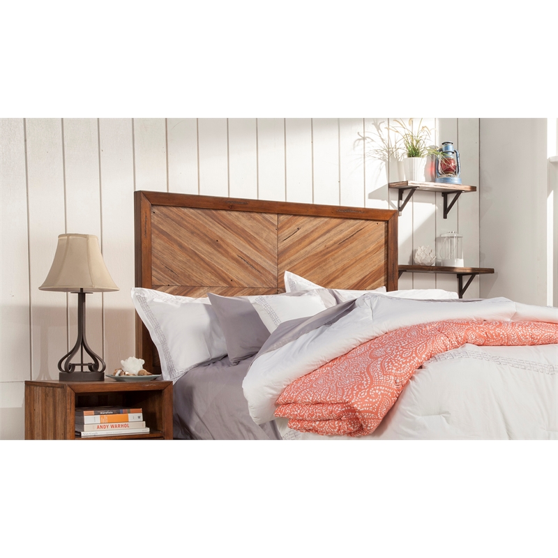 Pemberly Row Queen Size Mahogany Wood Headboard in Toffee (Brown)