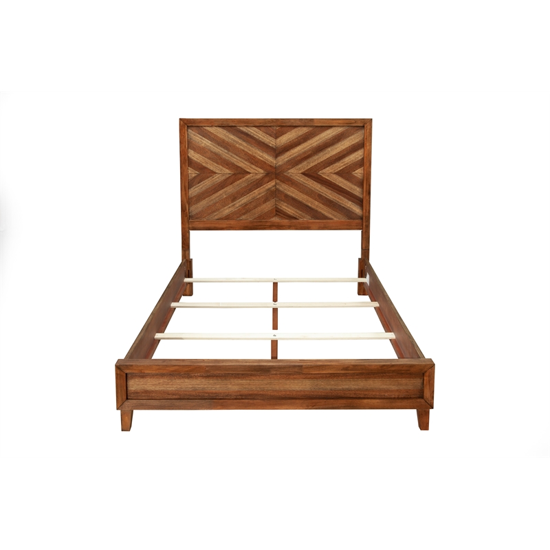Pemberly Row Full Size Mahogany Wood Panel Bed in Toffee (Brown)