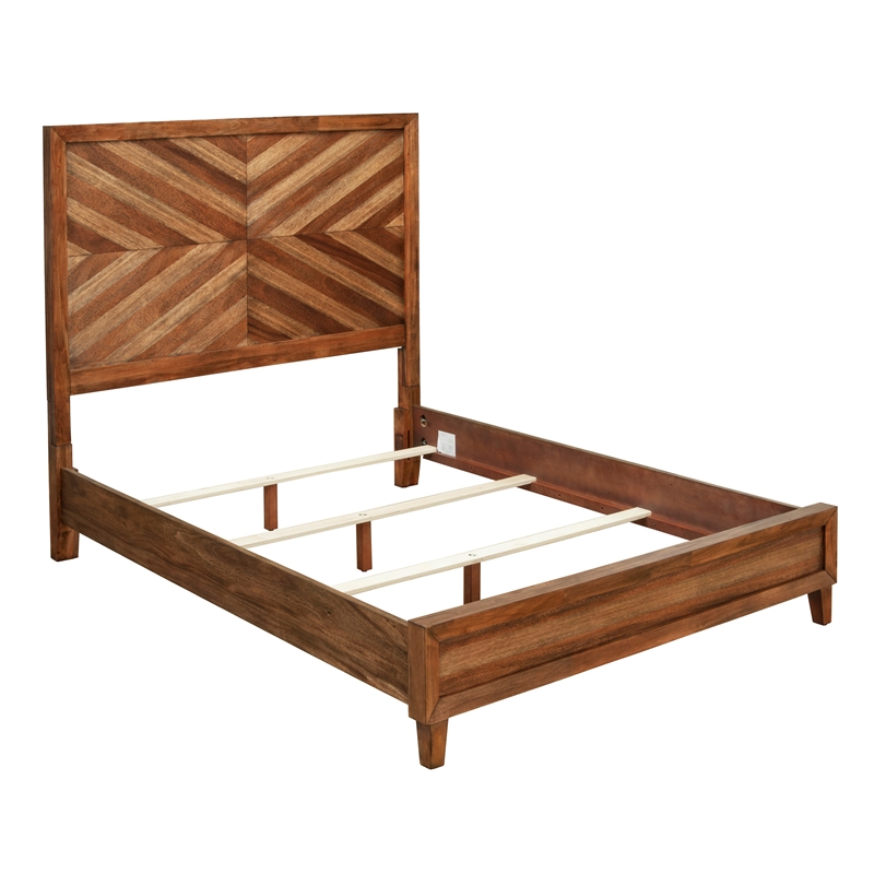 Pemberly Row Full Size Mahogany Wood Panel Bed in Toffee (Brown)