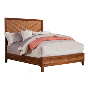 Pemberly Row Full Size Mahogany Wood Panel Bed in Toffee (Brown)
