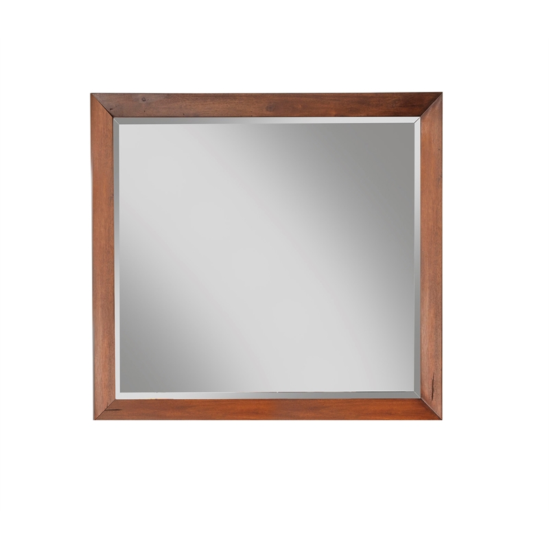 Pemberly Row Mahogany Wood Bedroom Dresser Mirror in Toffee (Brown)