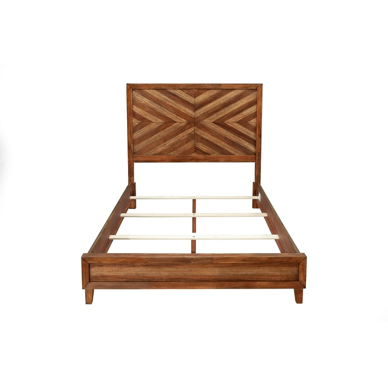Pemberly Row Standard King Mahogany Wood Panel Bed in Toffee (Brown)