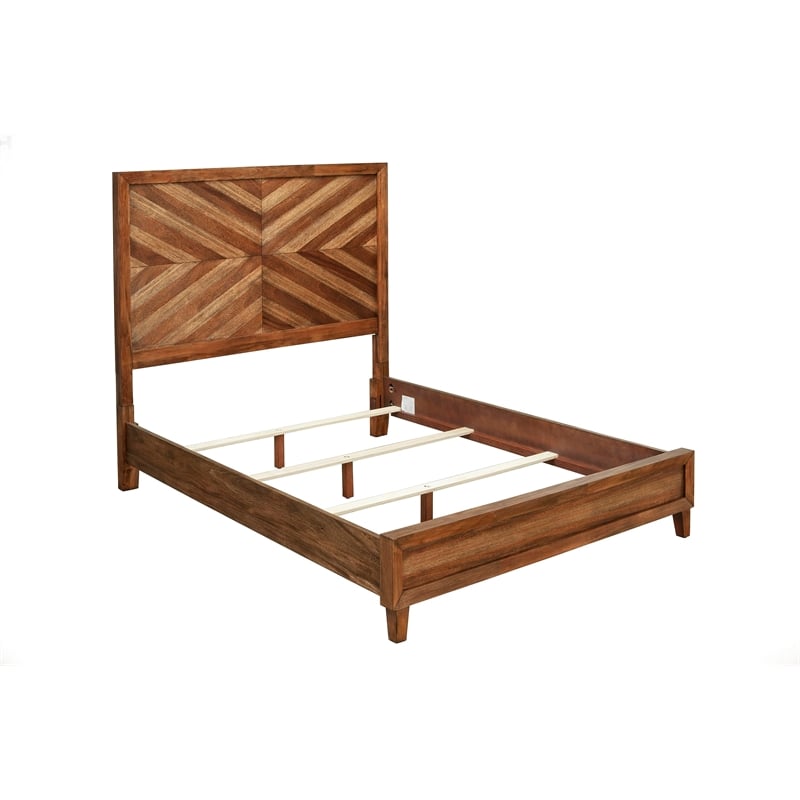Pemberly Row Standard King Mahogany Wood Panel Bed in Toffee (Brown)