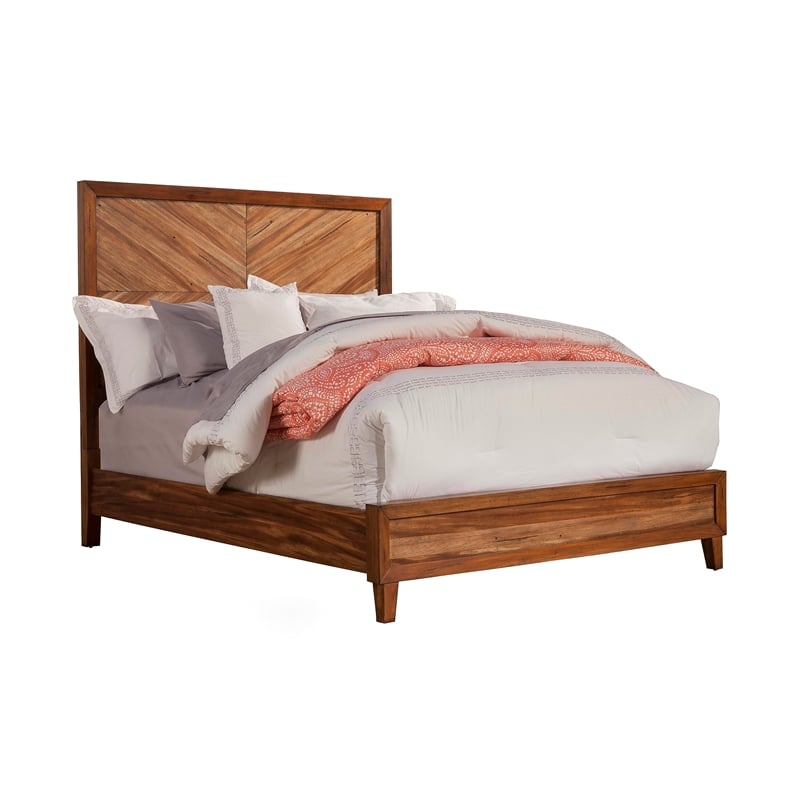 Pemberly Row Standard King Mahogany Wood Panel Bed in Toffee (Brown)