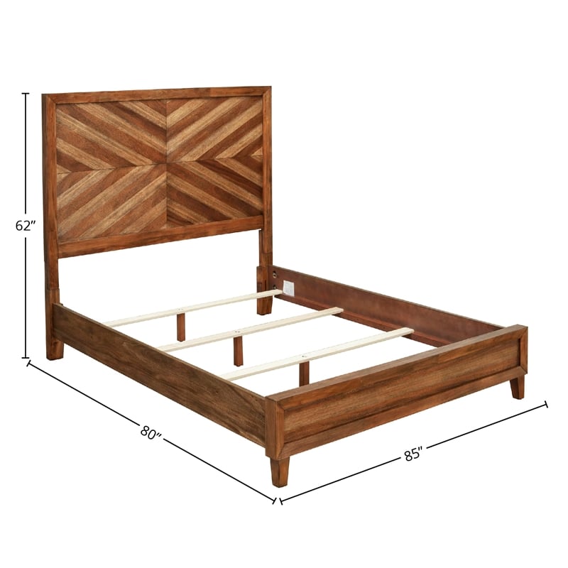 Pemberly Row Standard King Mahogany Wood Panel Bed in Toffee (Brown)