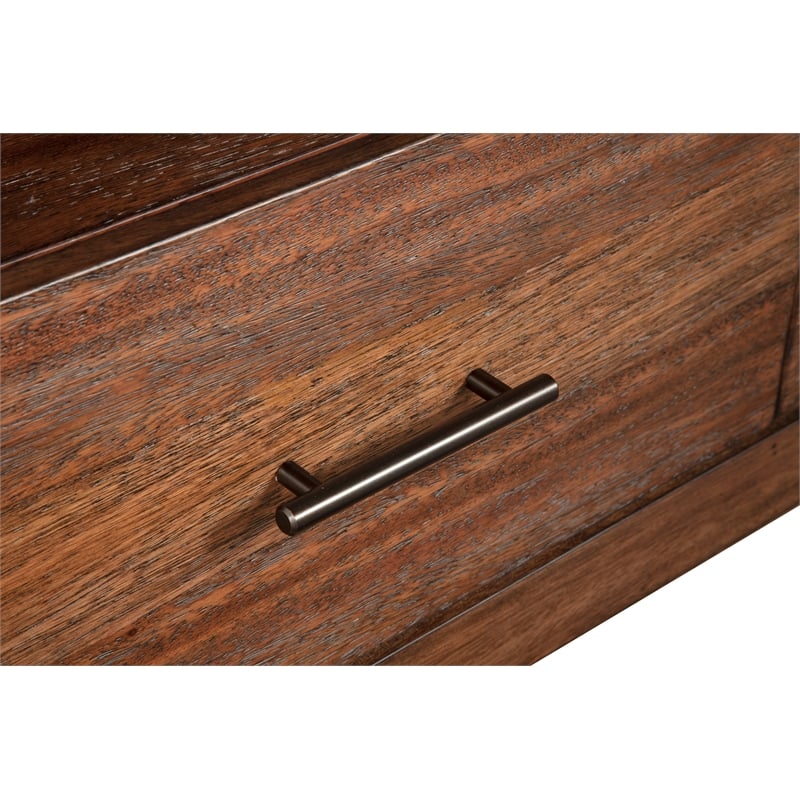 Pemberly Row Wood 3 Drawer TV Media Console in Toffee (Brown)