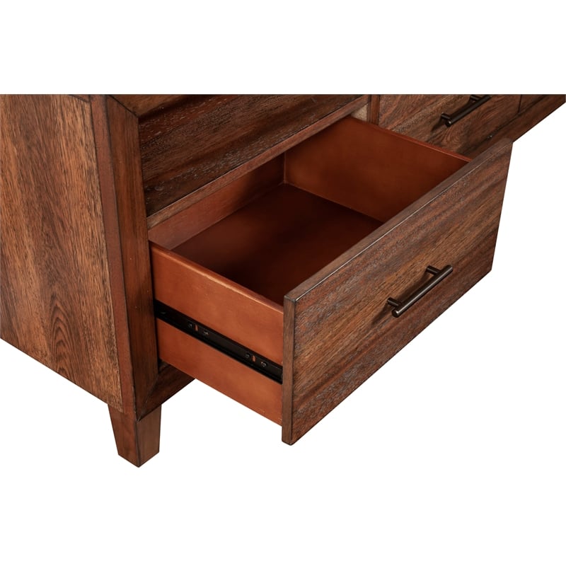 Pemberly Row Wood 3 Drawer TV Media Console in Toffee (Brown)