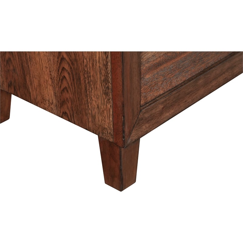 Pemberly Row Wood 3 Drawer TV Media Console in Toffee (Brown)