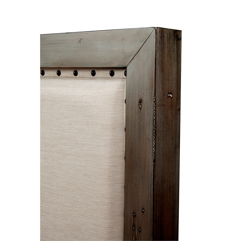 Pemberly Row Standard King Upholstered Wood Headboard in Natural Gray