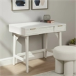 Pemberly Row Wood Bedroom Vanity with Hidden Mirror in Classic White