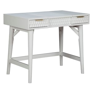 Pemberly Row Wood Bedroom Vanity with Hidden Mirror in Classic White