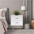 Pemberly Row 20 in. W Mahogany Wood 2 Drawer Nightstand with Metal Legs