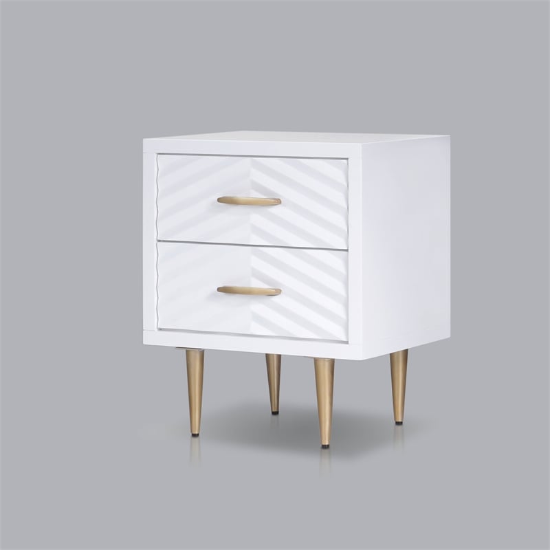 Pemberly Row 20 in. W Mahogany Wood 2 Drawer Nightstand with Metal Legs