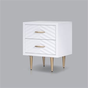 Pemberly Row 20 in. W Mahogany Wood 2 Drawer Nightstand with Metal Legs