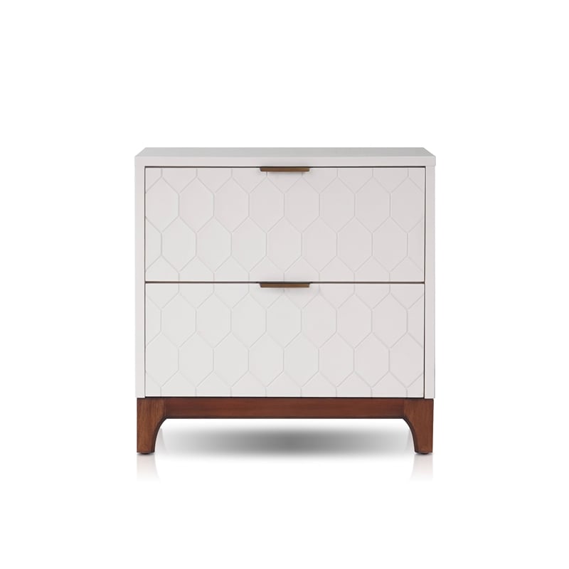 Pemberly Row 24 in. W Mahogany Wood 2 Drawer Bedside Nightstand