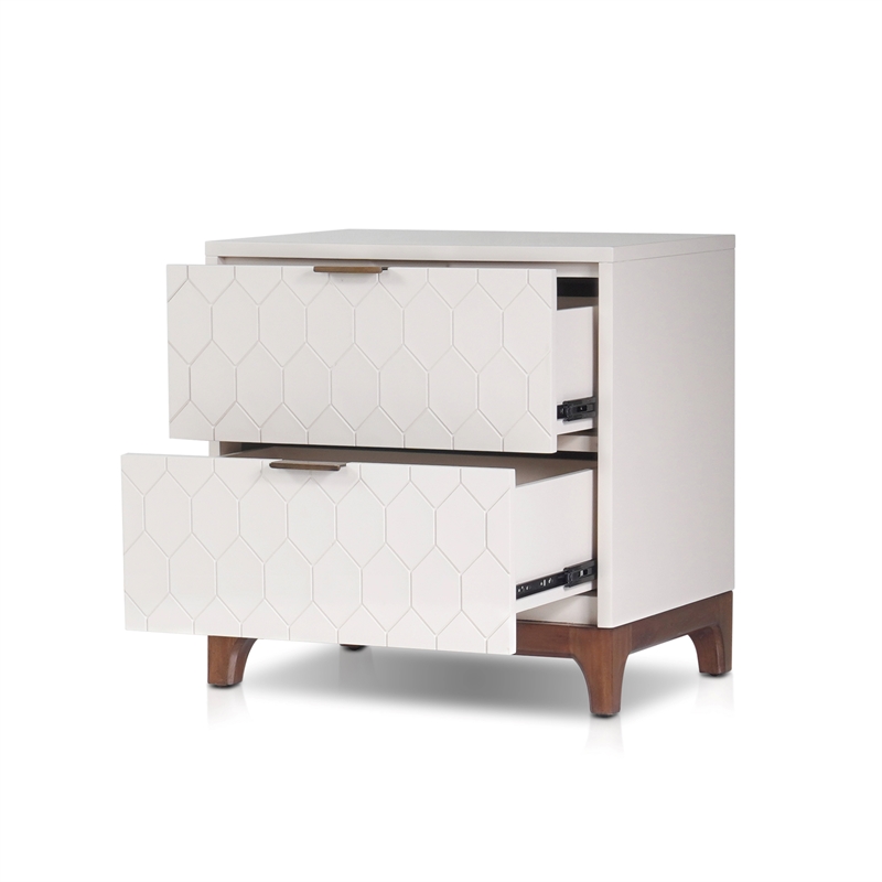 Pemberly Row 24 in. W Mahogany Wood 2 Drawer Bedside Nightstand