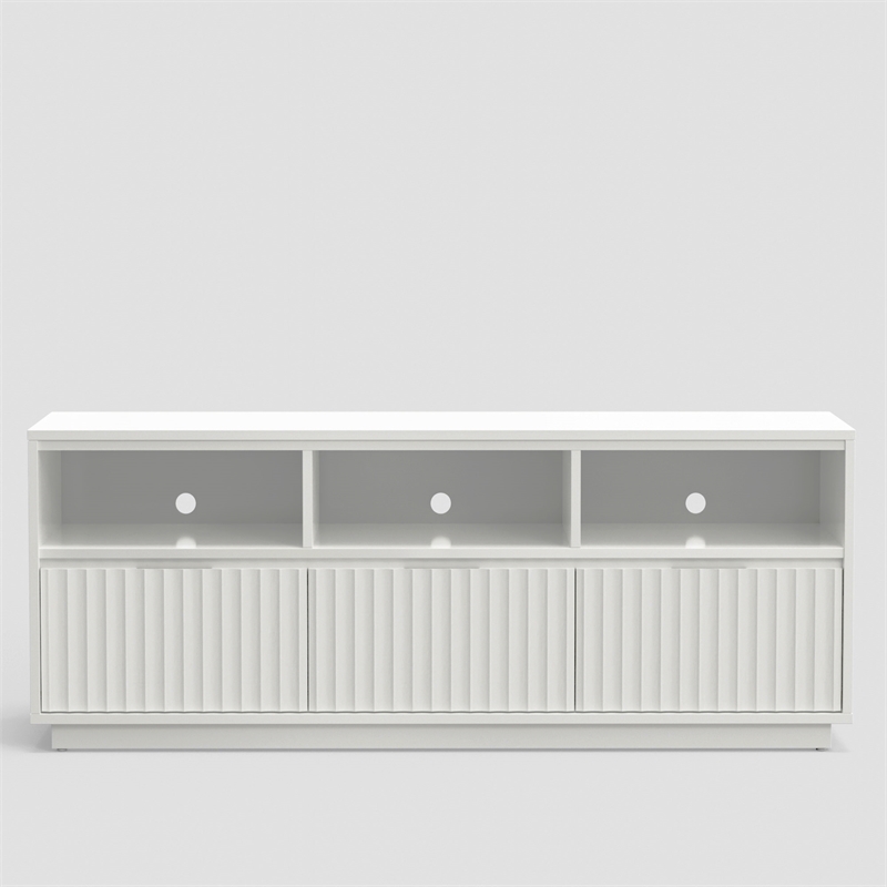 Pemberly Row Rectangular Mahogany Wood 3 Drawer TV Console in White