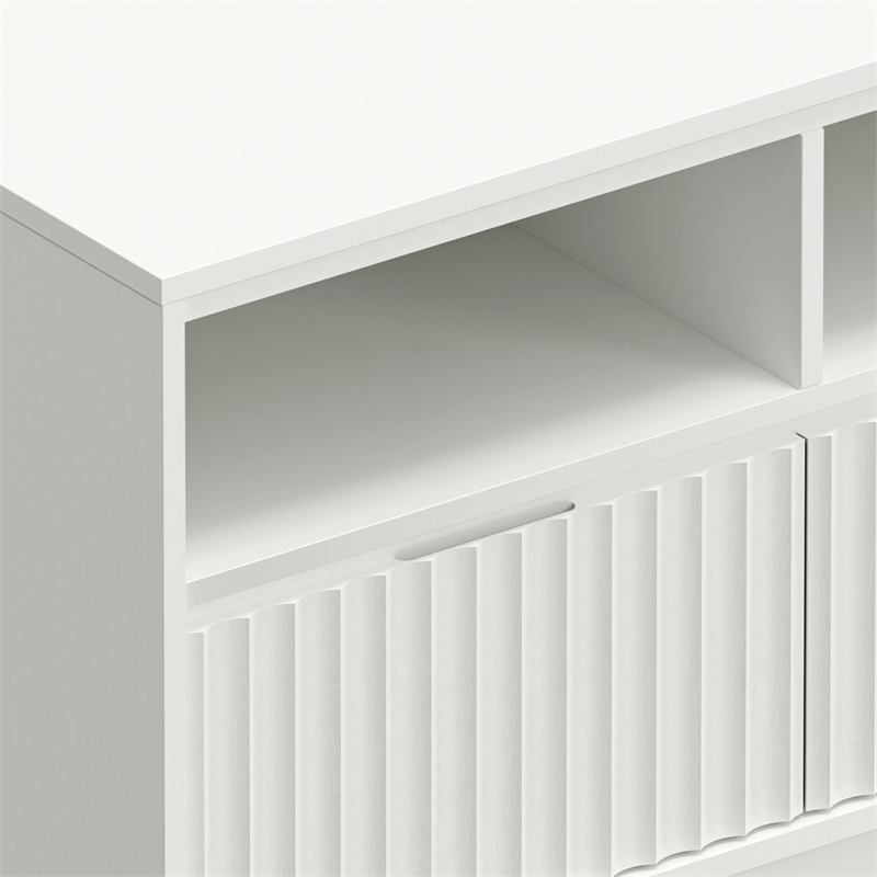 Pemberly Row Rectangular Mahogany Wood 3 Drawer TV Console in White