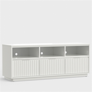 Pemberly Row Rectangular Mahogany Wood 3 Drawer TV Console in White
