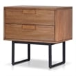 Pemberly Row Mahogany Wood 2 Drawer Nightstand with Metal Legs in Chestnut