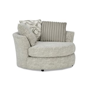 Pemberly Row Upholstered Swivel Accent Chair in Galactic Oyster Gray