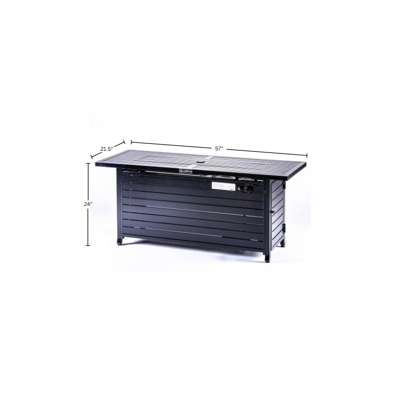 Pemberly Row Rectangular 2-in-1 Fire Pit Table in Hammered Black