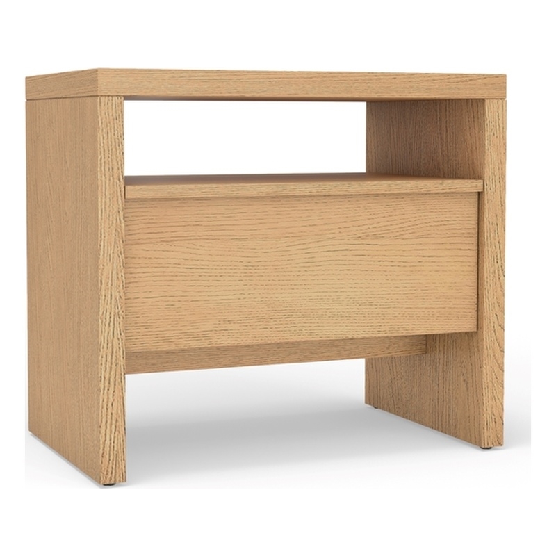 Pemberly Row Mahogany Wood 1 Drawer Nightstand with Shelf in Natural