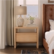 Pemberly Row Mahogany Wood 1 Drawer Nightstand with Shelf in Natural
