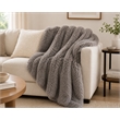 Pemberly Row Ultra Soft Plush Faux Fur Throw Blanket in Gray