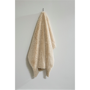 Pemberly Row Ultra Soft Plush Faux Fur Throw Blanket in Beige