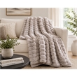 Pemberly Row Ultra Soft Plush Faux Fur Throw Blanket in Gray