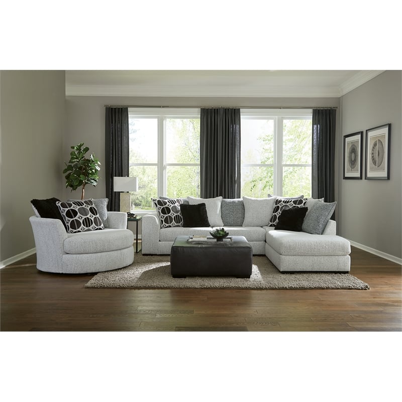 Pemberly Row Padded Upholstered Square Ottoman in Shay Artic Gray