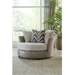 Pemberly Row Upholstered Swivel Accent Chair in Zaftig Parchment Gray