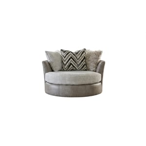 Pemberly Row Upholstered Swivel Accent Chair in Zaftig Parchment Gray