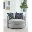 Pemberly Row Upholstered Swivel Accent Chair with Pillows in Indigo/Gray