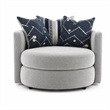Pemberly Row Upholstered Swivel Accent Chair with Pillows in Indigo/Gray
