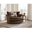 Pemberly Row Upholstered Swivel Accent Chair in Chocolate Brown