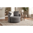 Pemberly Row Upholstered Swivel Accent Chair with Pillows in Iron Gray