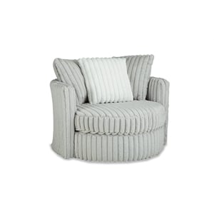 Pemberly Row Upholstered Swivel Accent Chair with Pillows in Gray