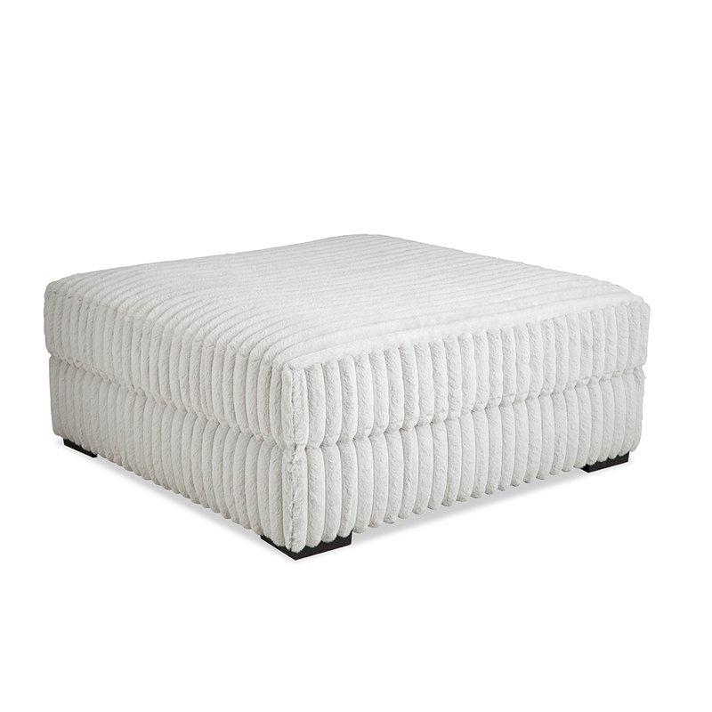 Pemberly Row Padded Upholstered Square Ottoman in Mondo Gray