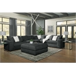 Pemberly Row Padded Upholstered Square Ottoman in Mondo Gunmetal