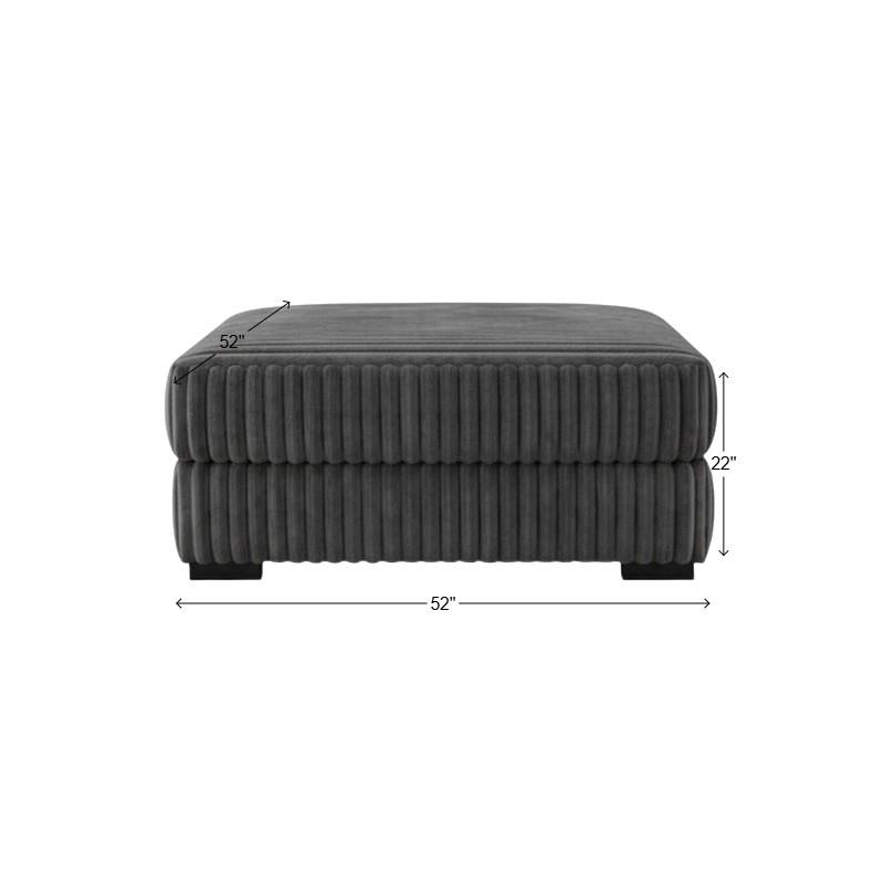 Pemberly Row Padded Upholstered Square Ottoman in Mondo Gunmetal