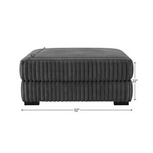 Pemberly Row Padded Upholstered Square Ottoman in Mondo Gunmetal