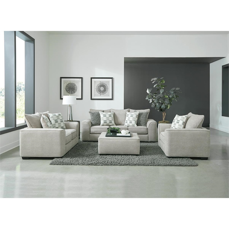 Pemberly Row Padded Upholstered Square Cocktail Ottoman in Gray