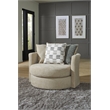 Pemberly Row Upholstered Swivel Accent Chair with Pillows in Beige
