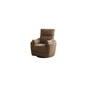 Pemberly Row Push Back Recliner with Side Pillows in Haven Cocoa/Beige